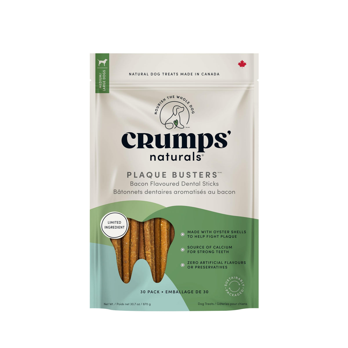 Crumps' Naturals Plaque Busters with Bacon Dog Treats, 870 g