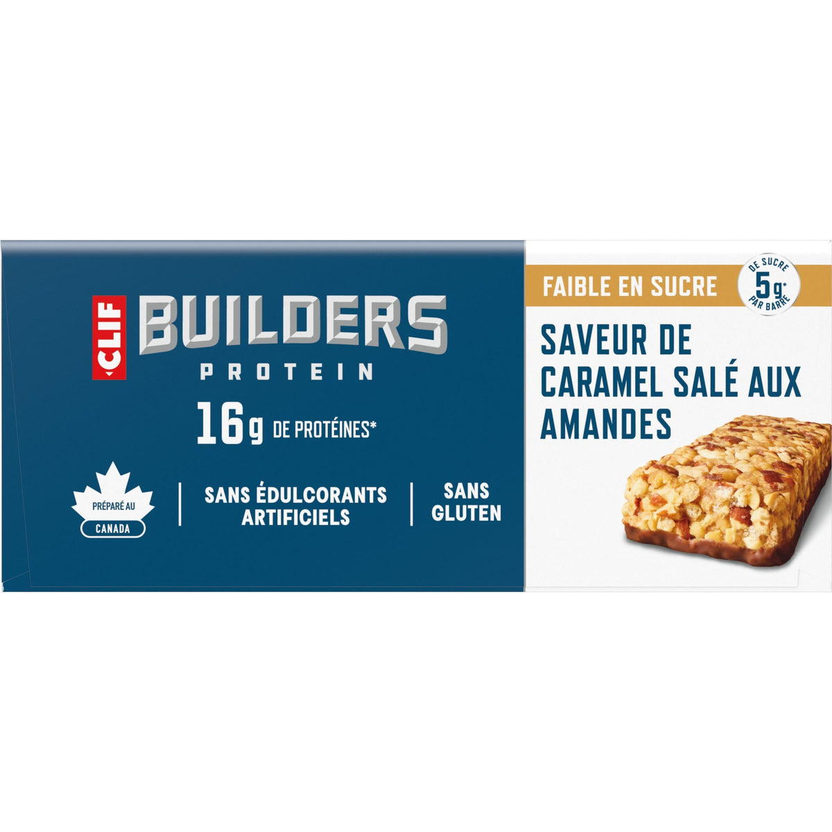 Clif Builders Low Sugar Protein Bars, Almond Salted Caramel, 12 Bars
