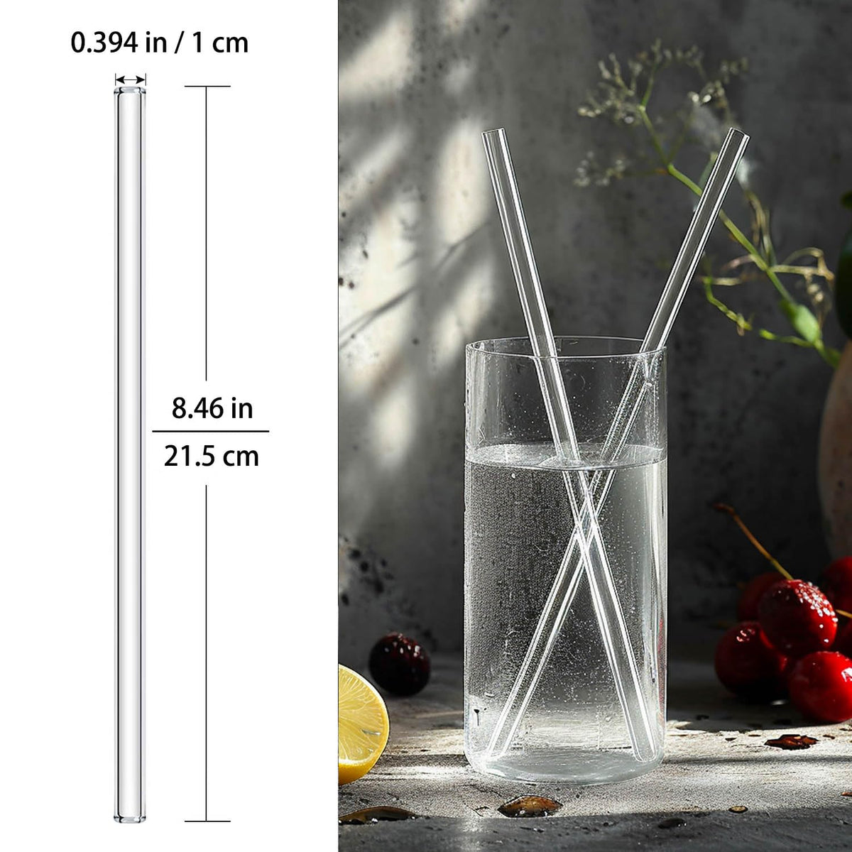 Nafender Reusable Glass Straws, 10 Pack, with 2 Cleaning Brushes