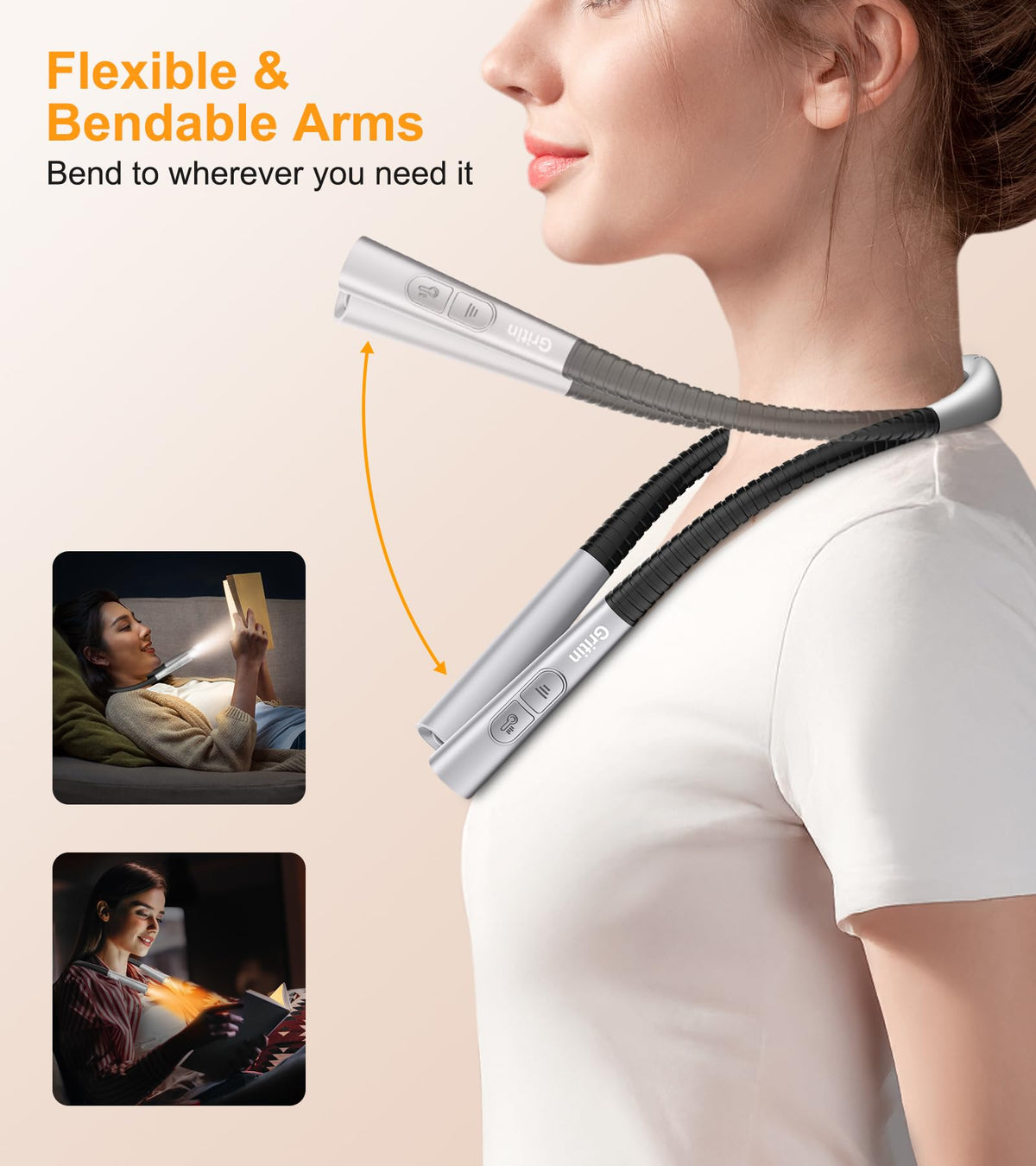 Gritin Rechargeable Neck Reading Light, 4 Colours