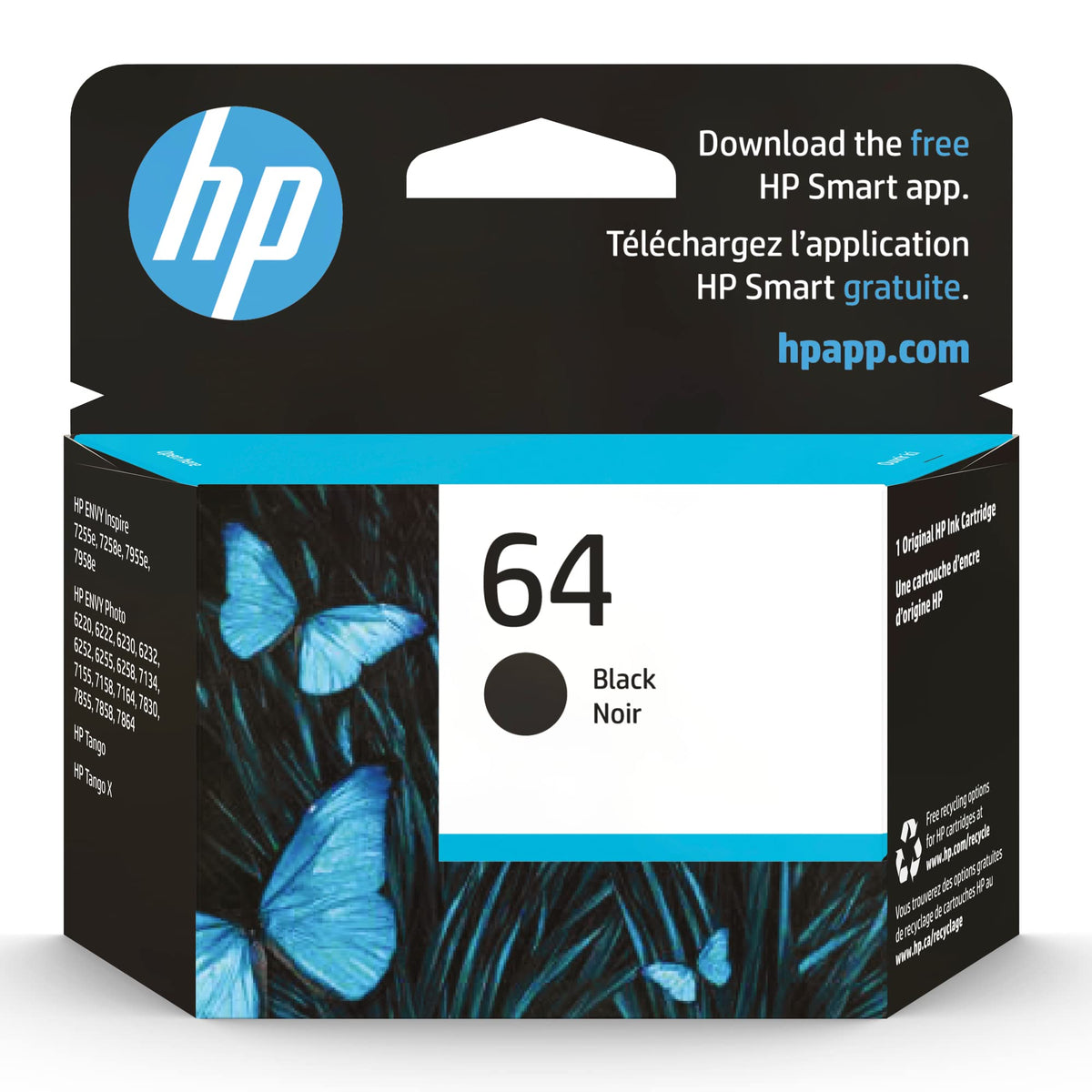 HP 64 Black Original Ink Cartridge, N9J90AN