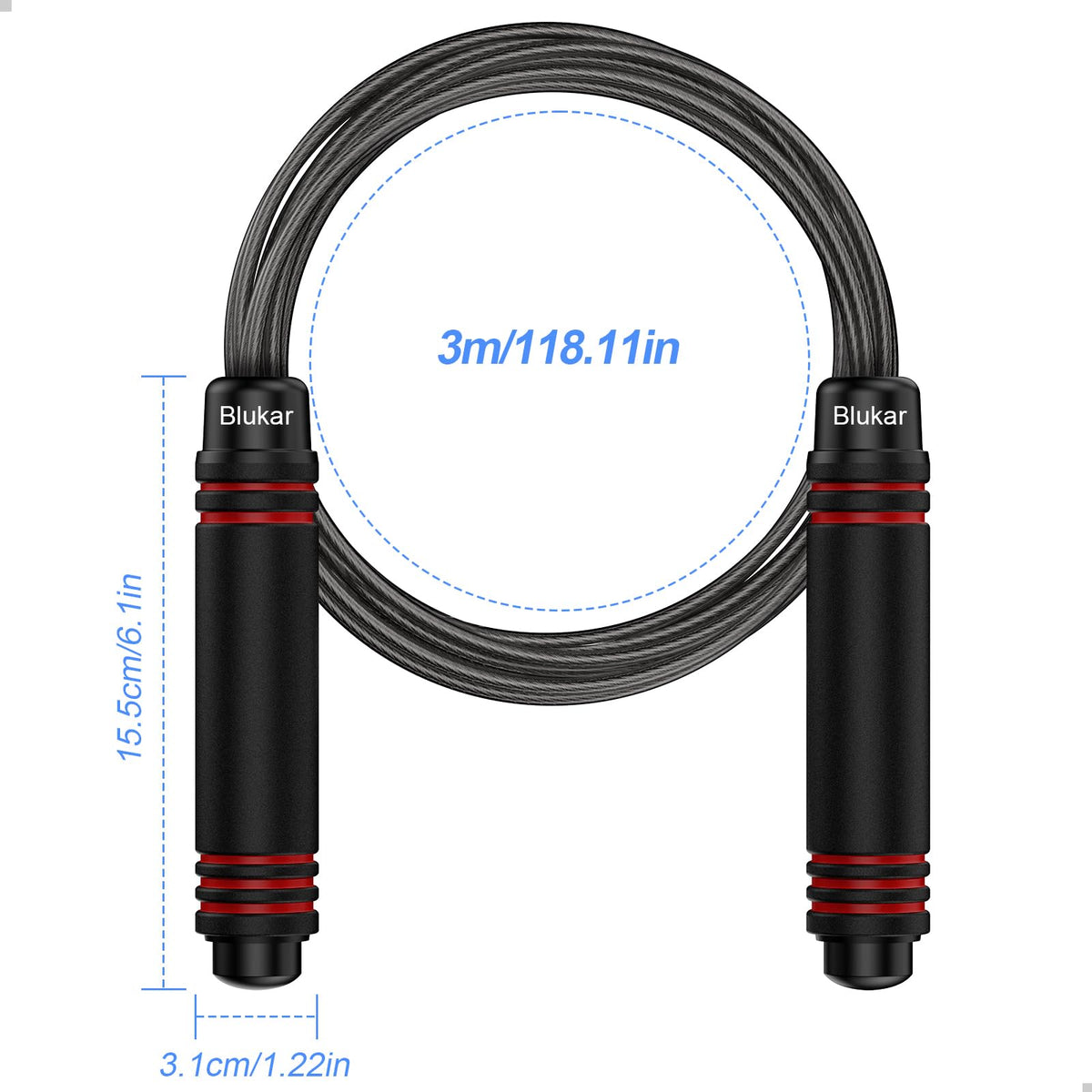 Blukar Tangle-Free Adjustable Speed Jump Rope