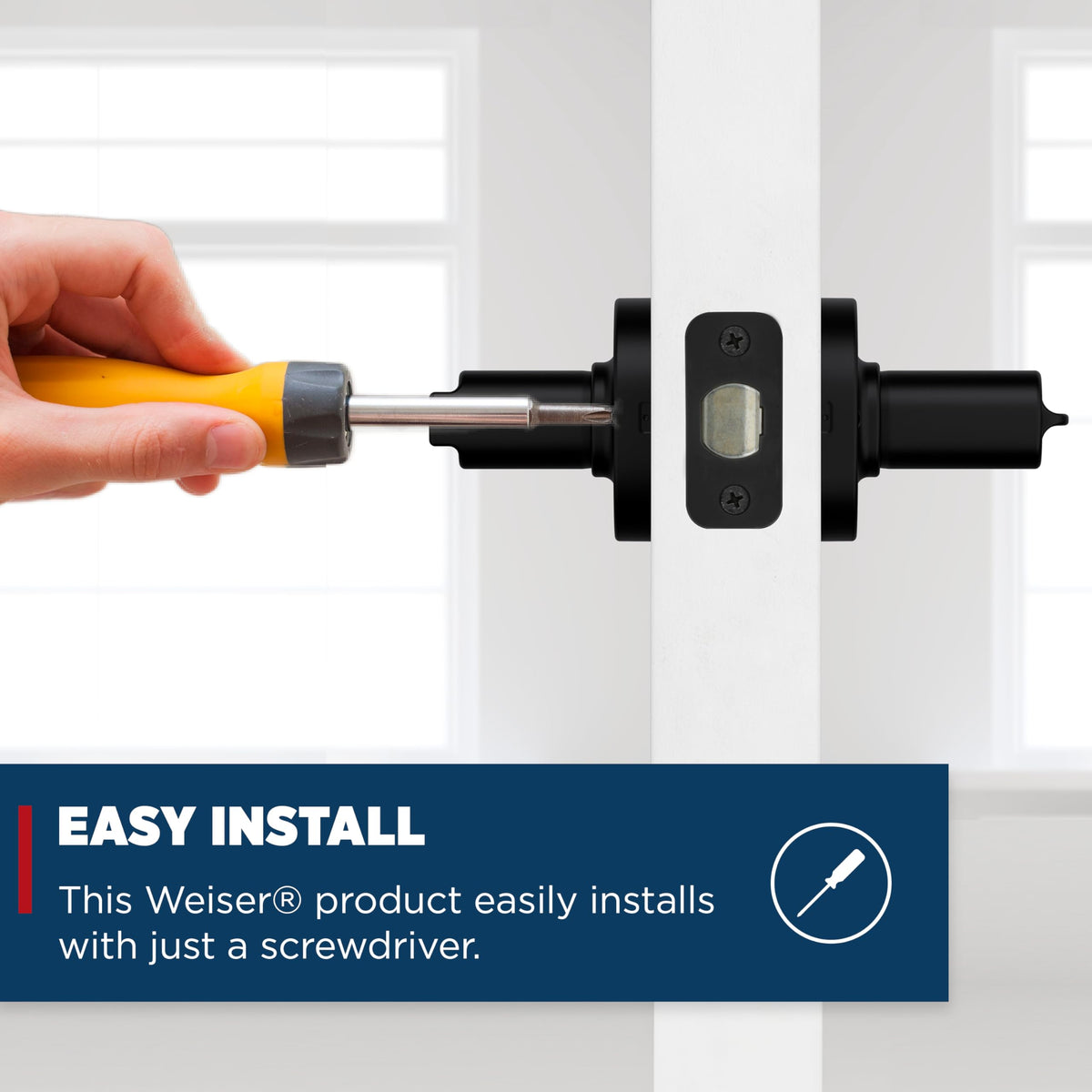 Weiser Casey Reversible Front Door Handle with Lock, Matte Black