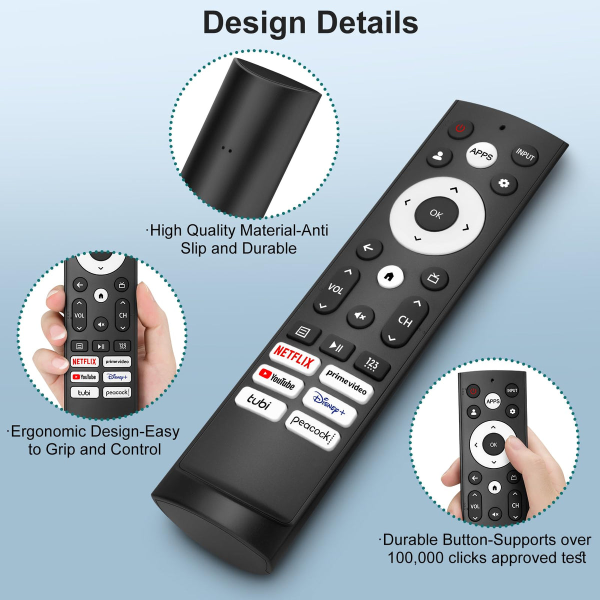 Universal Replacement Remote Control for Hisense Smart Google TVs