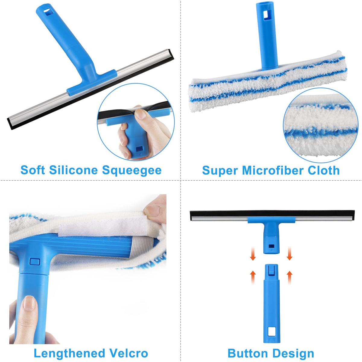 Mitclear Long Handle Window Cleaner Kit, 57 Inch