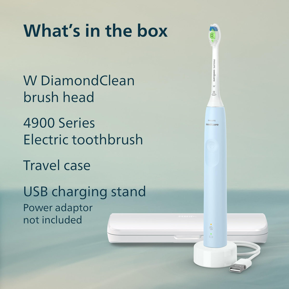 Philips Sonicare 4900 Electric Toothbrush, HX3683/32, Light Blue