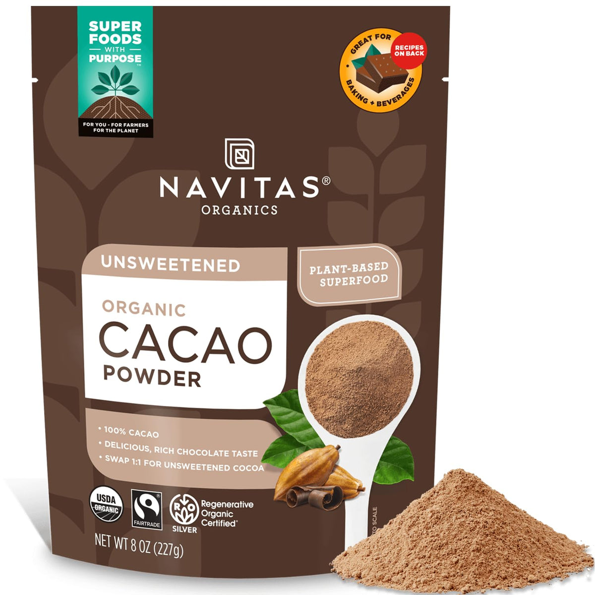 Navitas Organics Cacao Powder, 8 oz