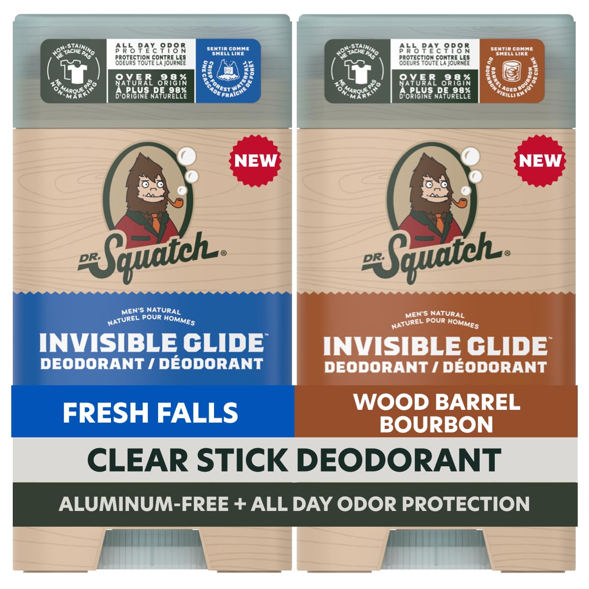 Dr. Squatch Invisible Glide Natural Deodorant, 2.65oz, 2-Pack