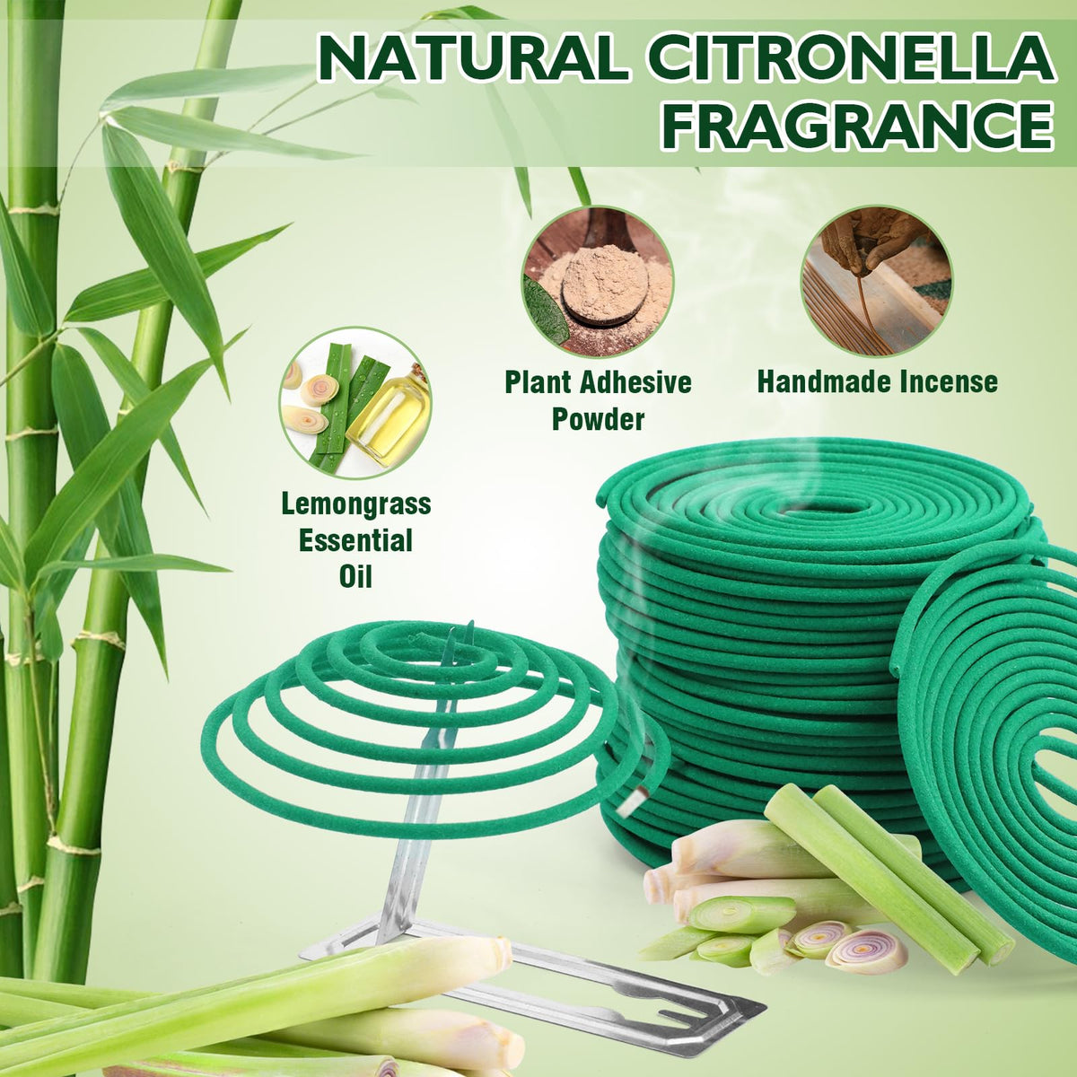 SCENTORINI Citronella Incense Coils with Holder, 48 Pcs