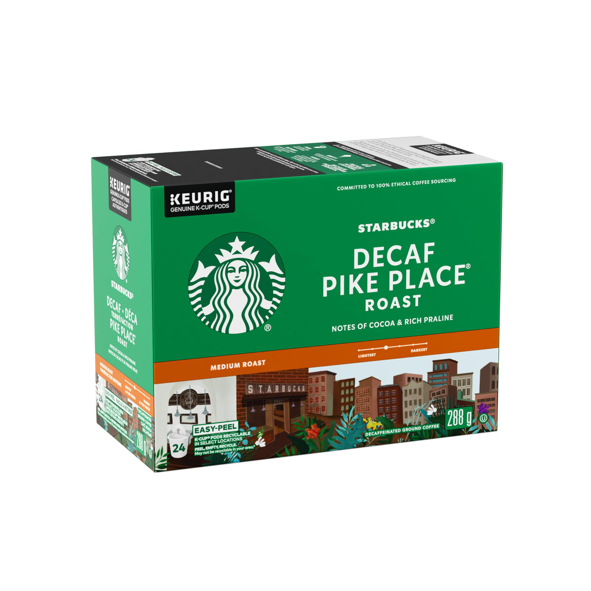 Starbucks Pike Place Decaf Medium Roast K-Cup Pods, 288 g