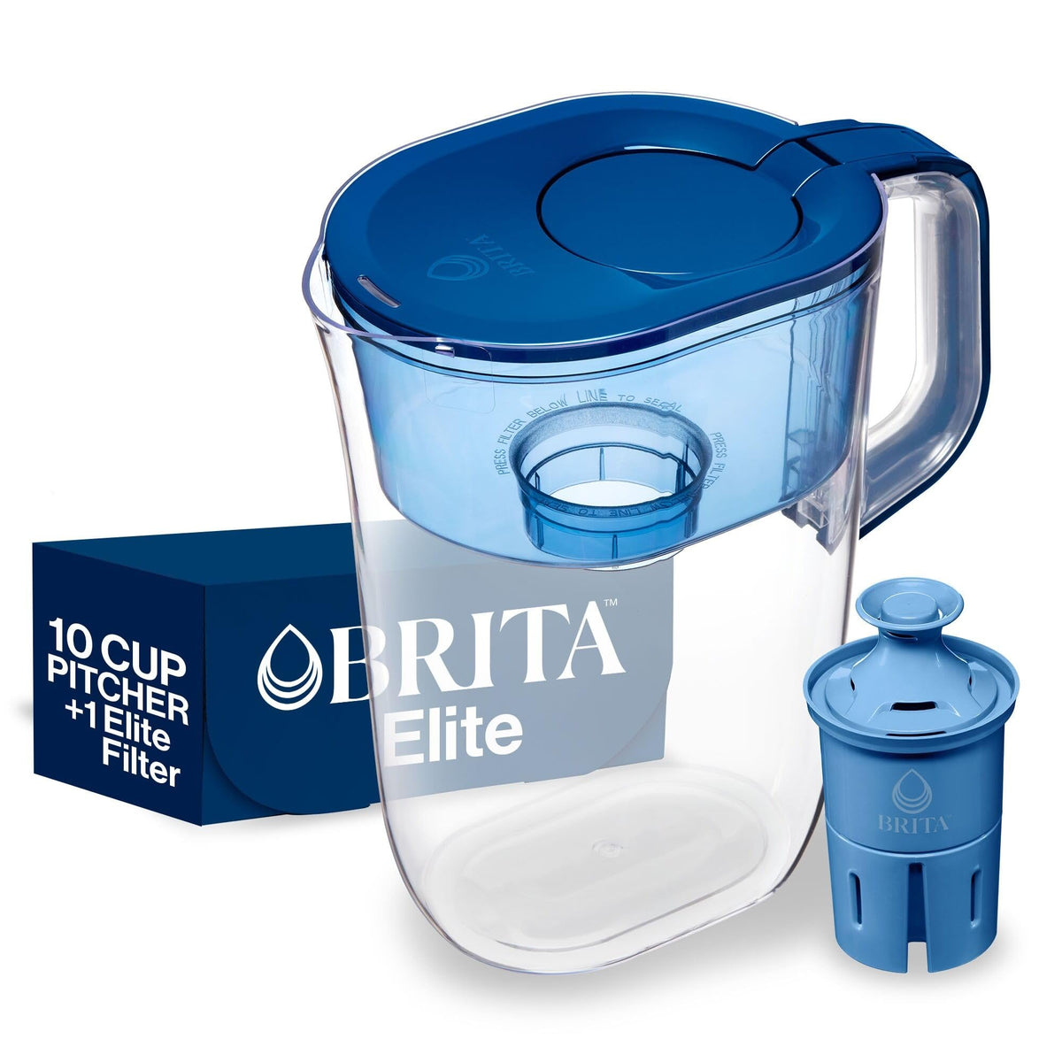 Brita Elite Filter Pitcher, 10 Cup, Tahoe, Blue