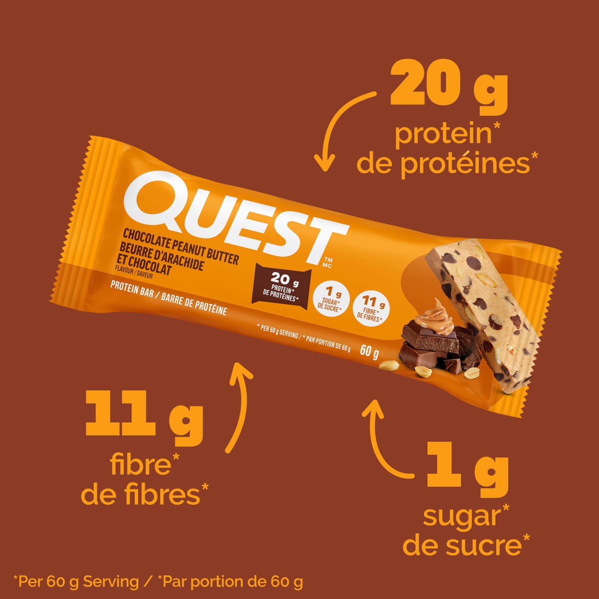 Quest Nutrition Protein Bar, Chocolate Peanut Butter, 12 Count