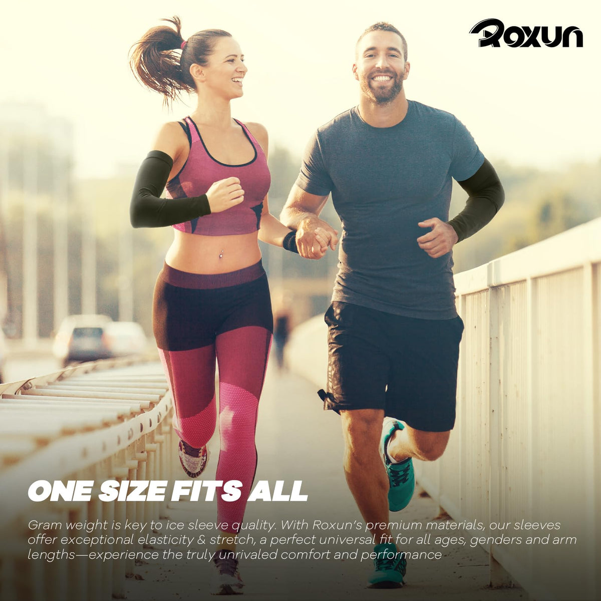 ROXUN Cooling UV Arm Sleeves, White (2 Pairs)