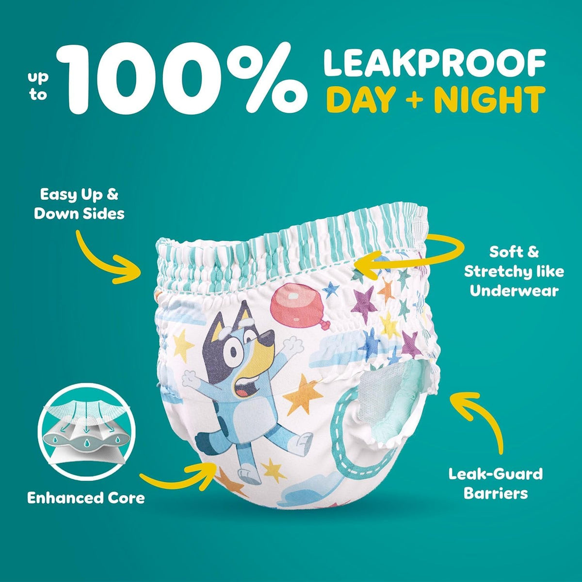 Pampers Easy Ups Bluey Potty Training Pants, Size 6 (4T-5T), 104 Count