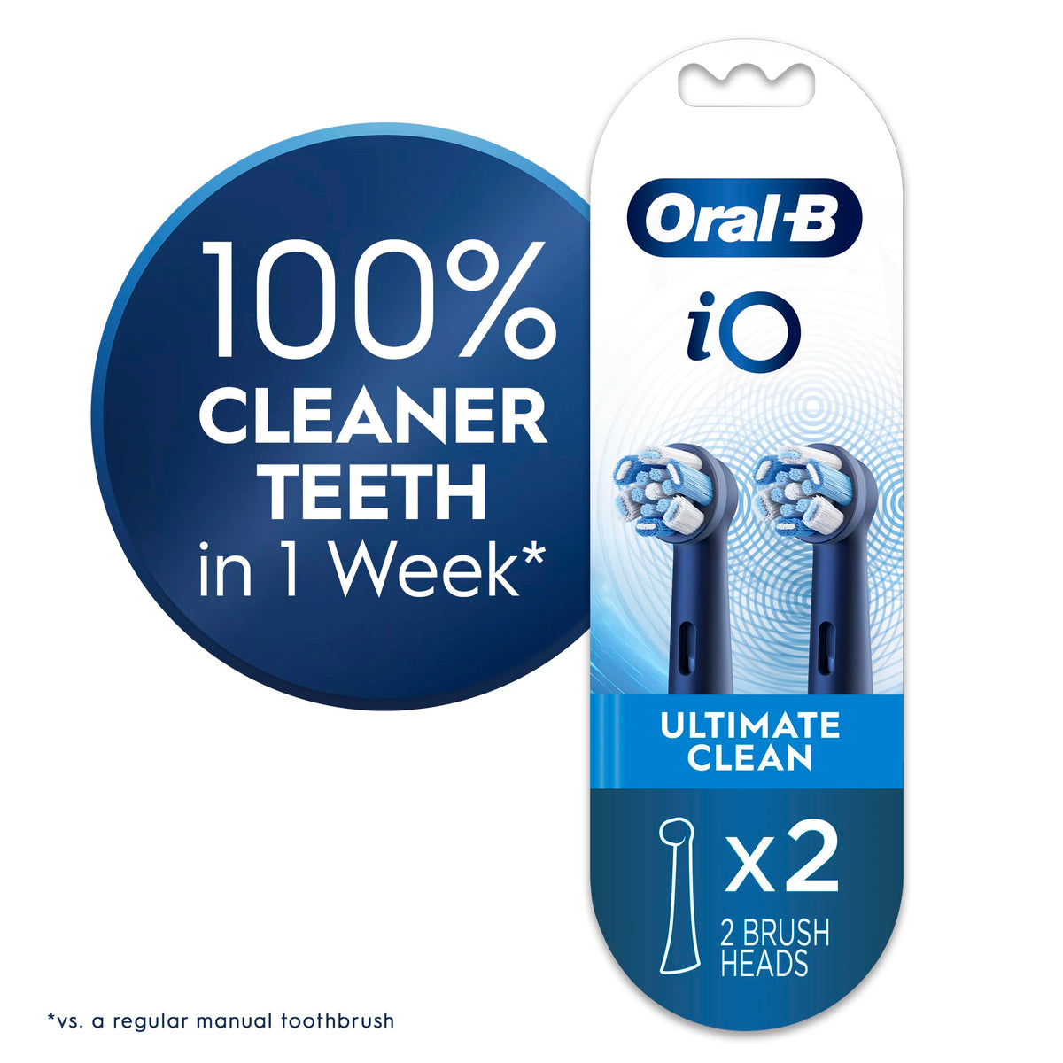 Oral-B iO Ultimate Clean Replacement Brush Heads, Black, 2 Count