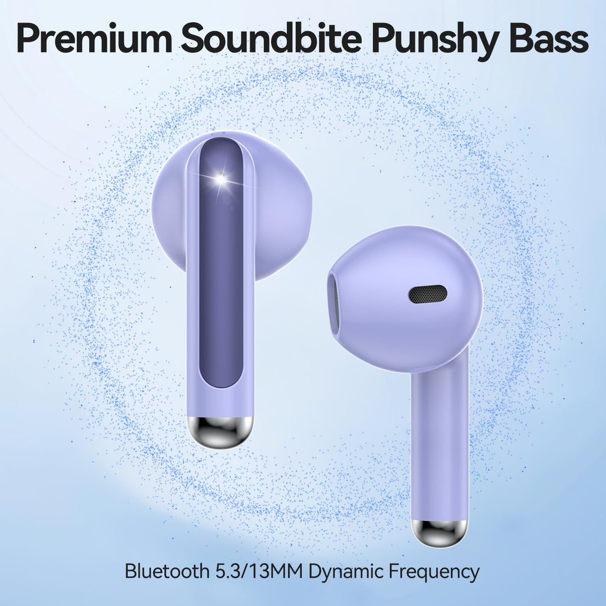 Bluetooth 5.4 Wireless Earbuds with ENC Mics, Purple
