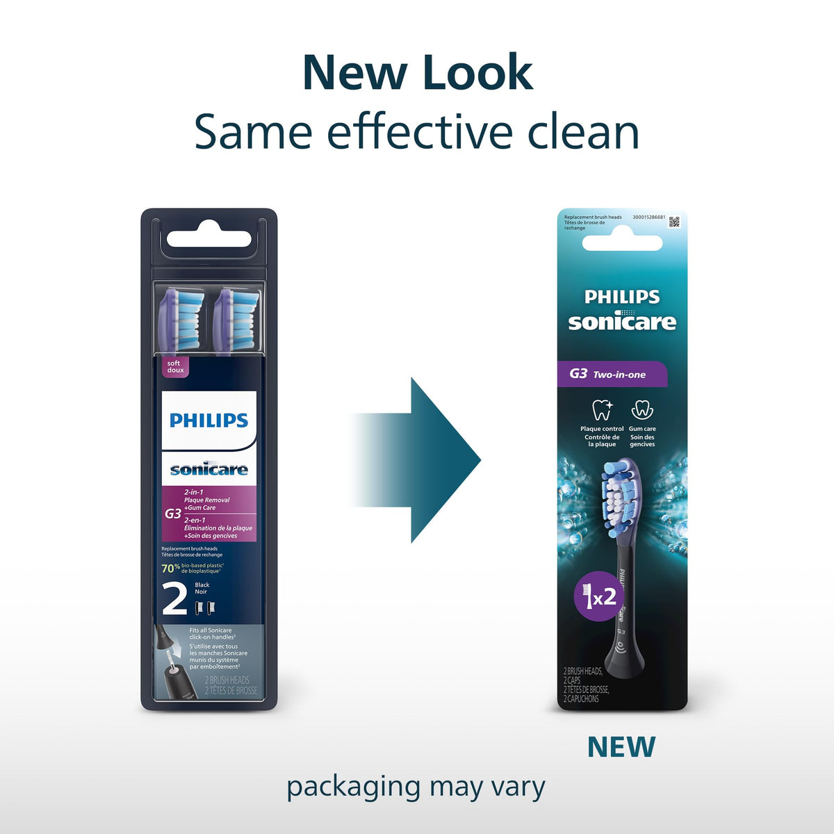 Philips Sonicare G3 Two-in-One Brush Heads, 2-Pack, Black