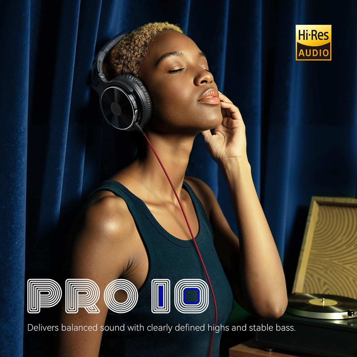 OneOdio Pro-10 Over-Ear Wired Studio Headphones, Black