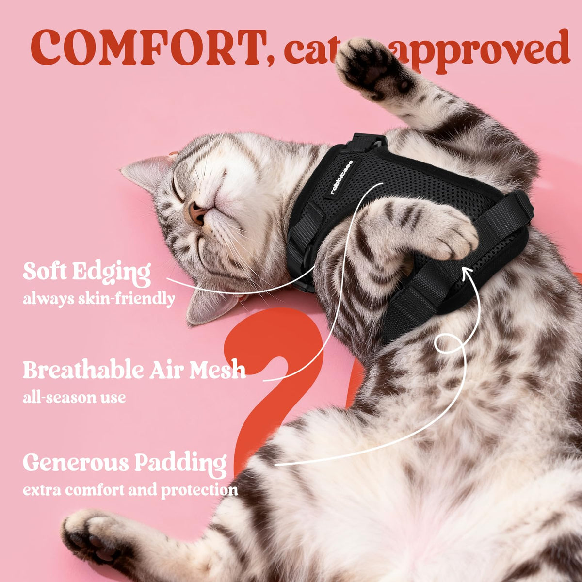 rabbitgoo Escape-Proof Cat Harness and Leash Set, Black, XS
