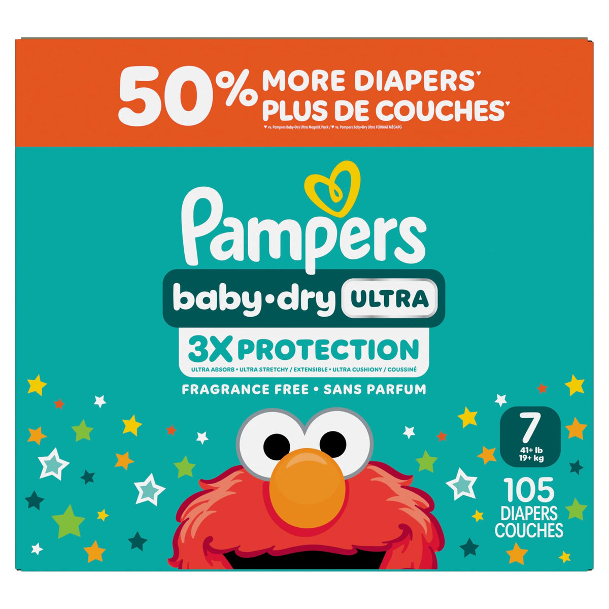 Pampers Baby-Dry Ultra Couches, Taille 7, 105 Couches