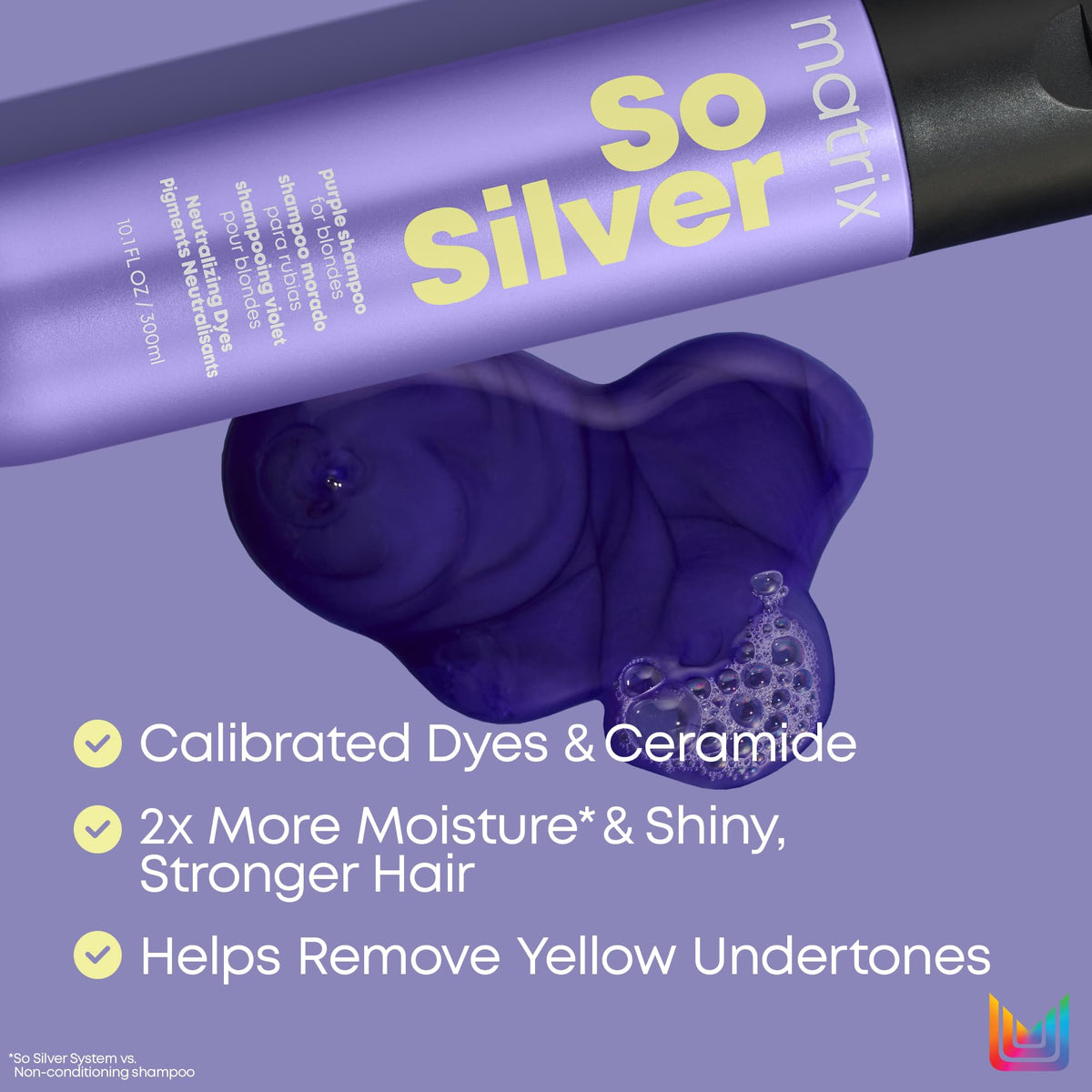 Matrix So Silver Purple Shampoo for Blonde, Grey and Platinum Hair