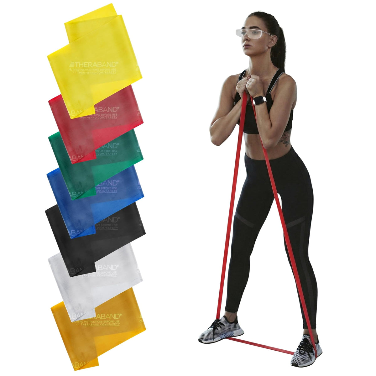 THERABAND Resistance Bands Set, Levels 1-7, 6 ft, 7 Pack