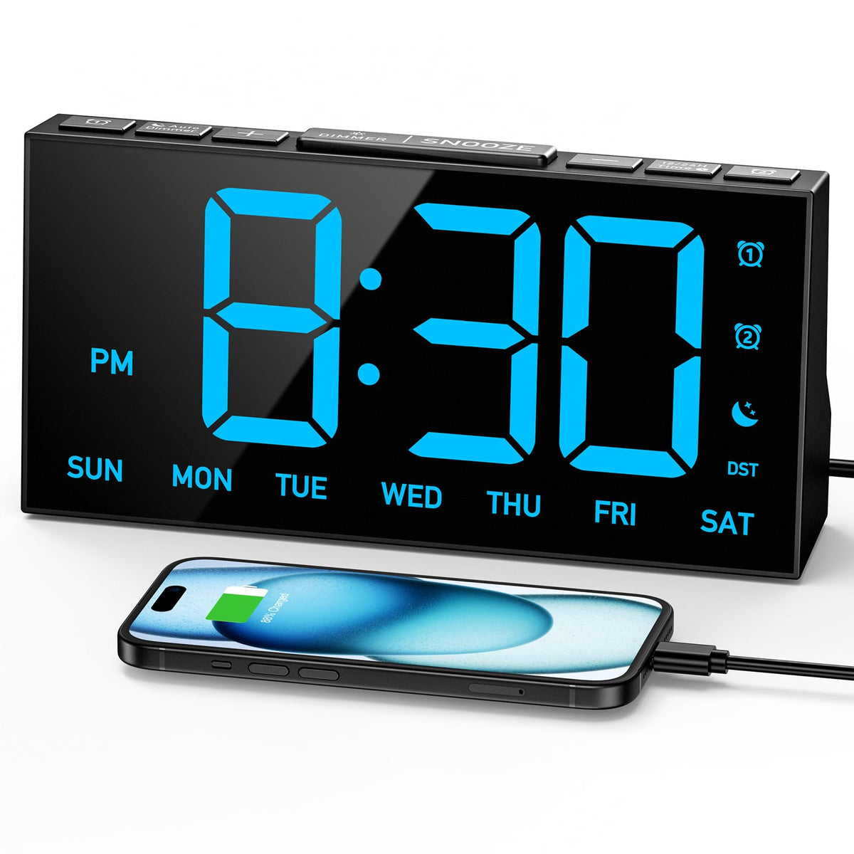 Goloza Digital Alarm Clock with 4-Level Brightness, Dual Alarms