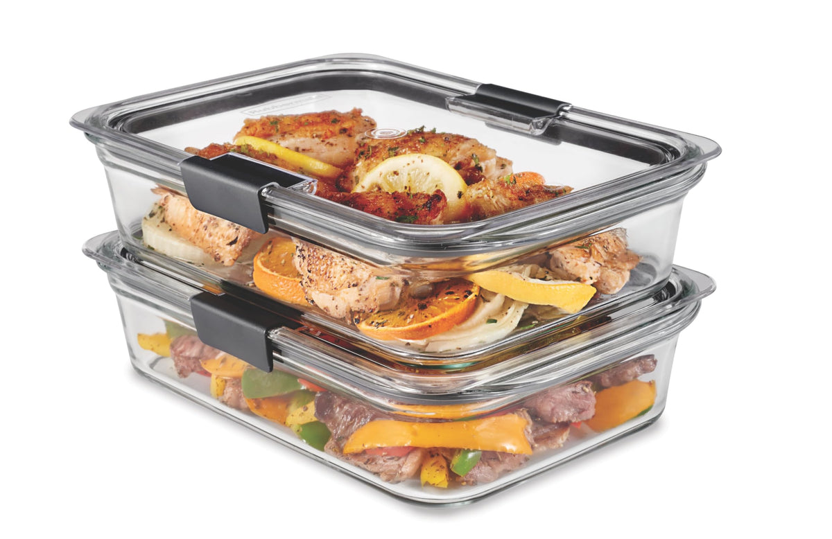 Rubbermaid Brilliance Glass Storage Containers, 8 Cup, 2-Pack
