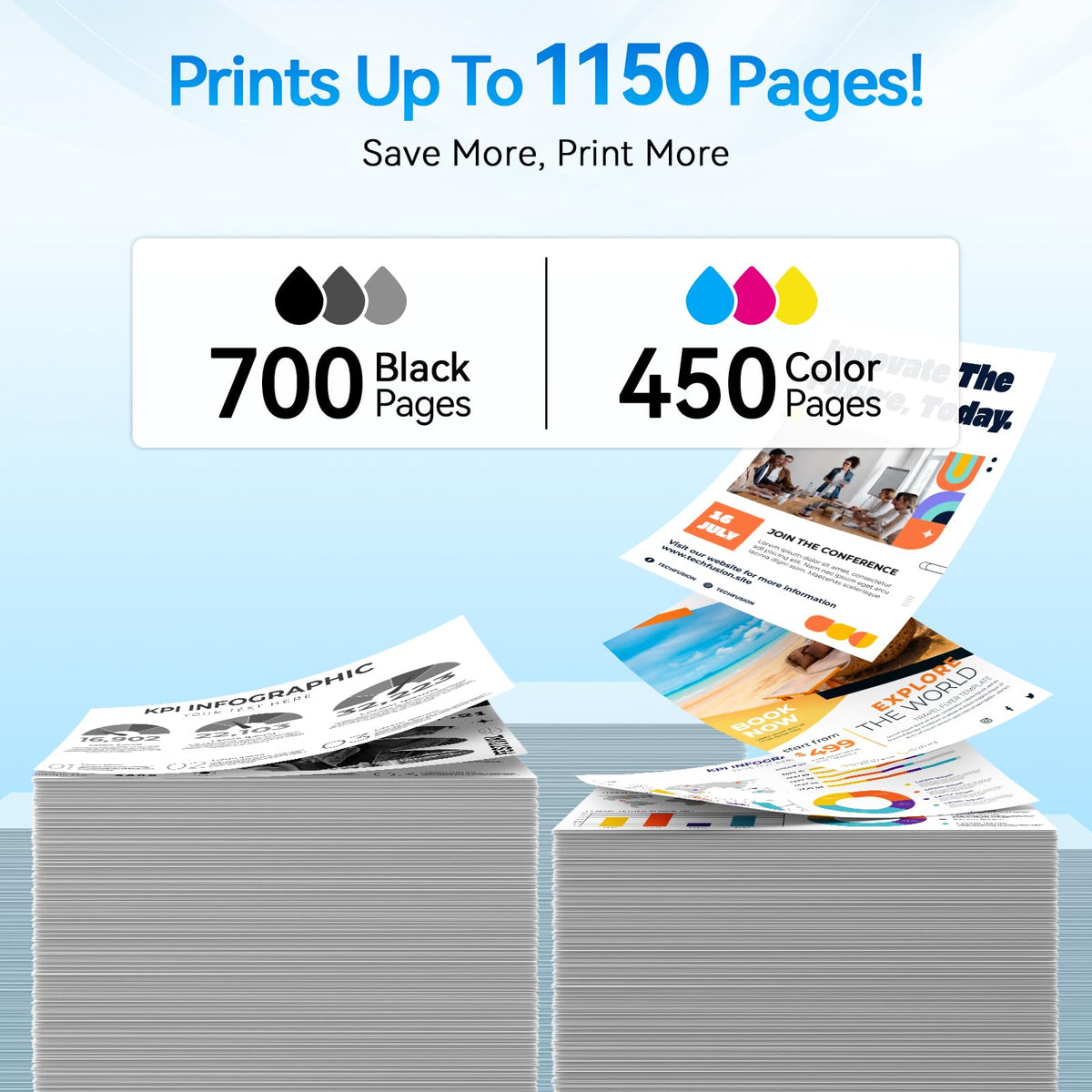 Chromojet 67XL Compatible Ink Cartridges for HP 67, Black/Colour