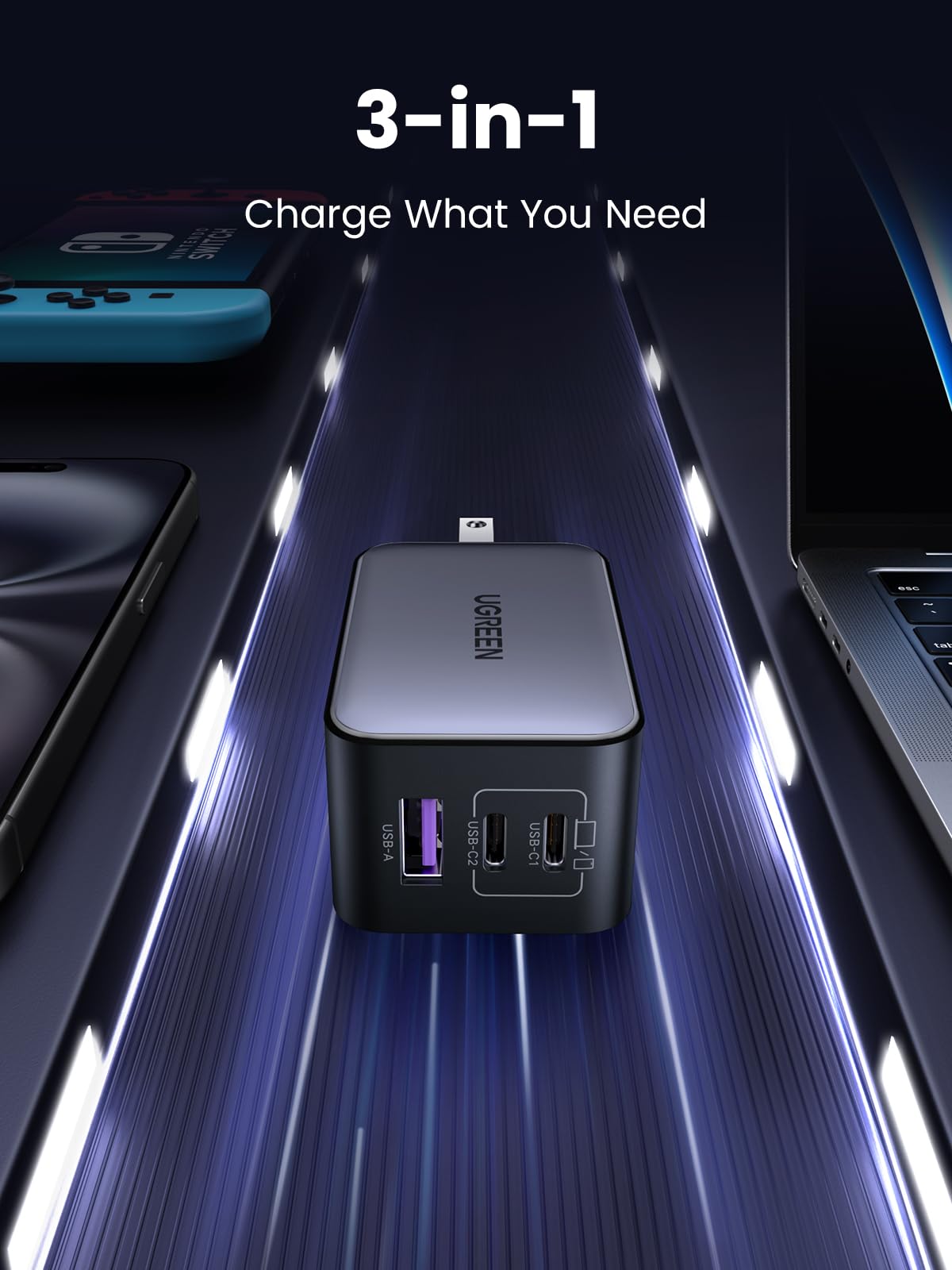 UGREEN Nexode 65W USB-C Charger, 3-Port