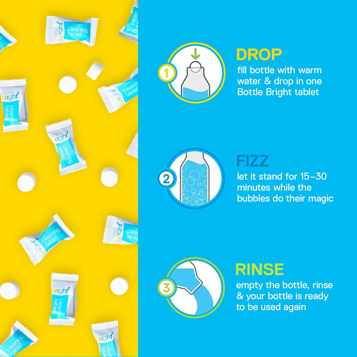 Bottle Bright Water Bottle Cleaning Tablets, 36 Count