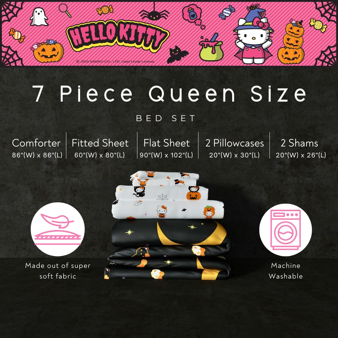 Sanrio Hello Kitty Halloween Pumpkin Queen Bed Set