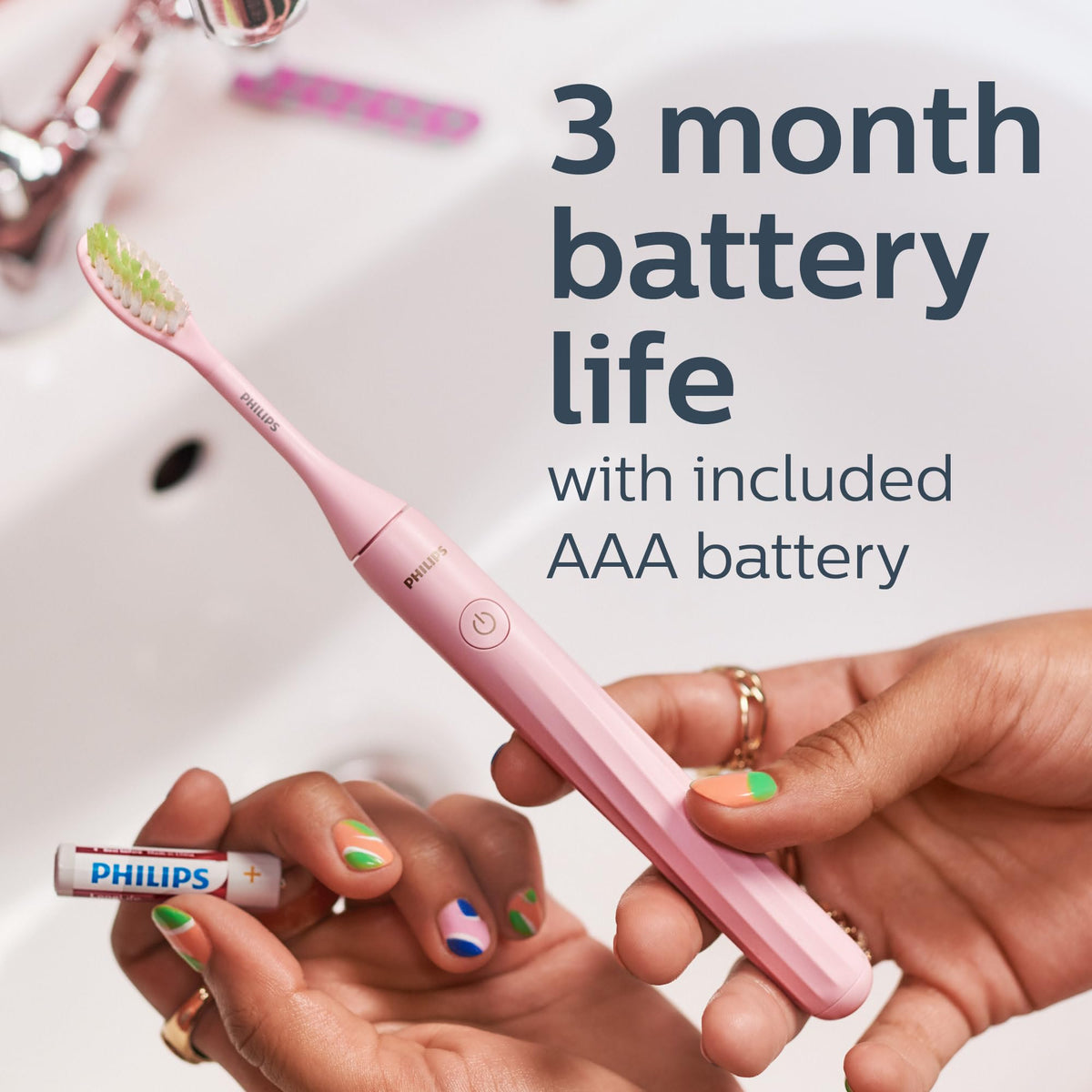 Philips One by Sonicare Battery Toothbrush, Pink, HY1100/06