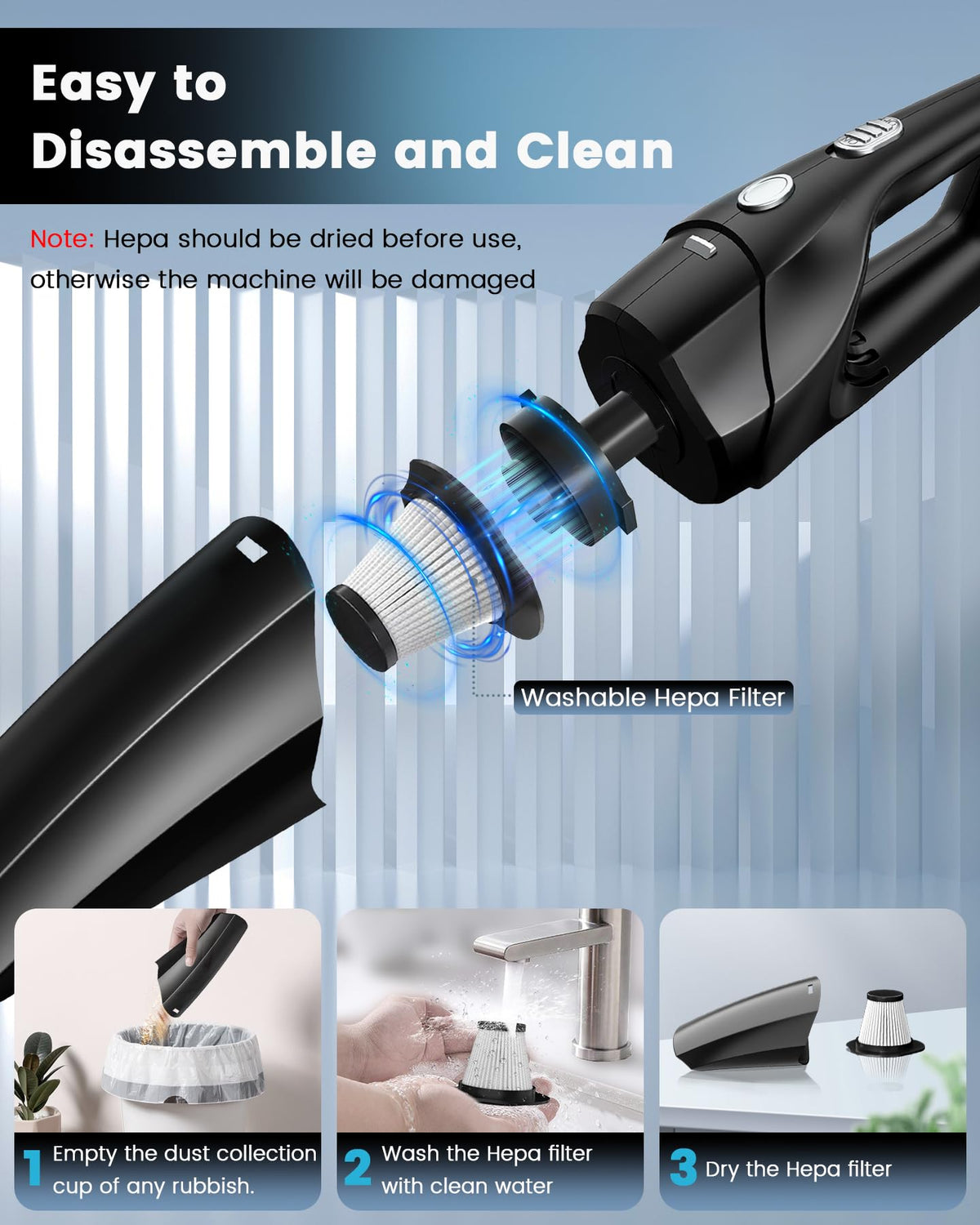 SERVOMASTER Cordless Handheld Vacuum Cleaner, 120W