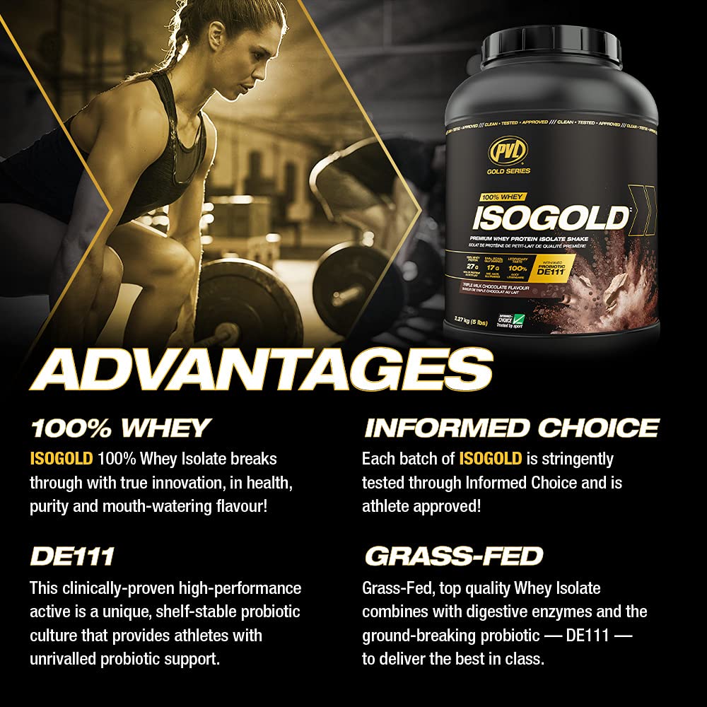 PVL Isogold Grass Fed Isolate Whey Protein, Chocolate, 2.27 kg