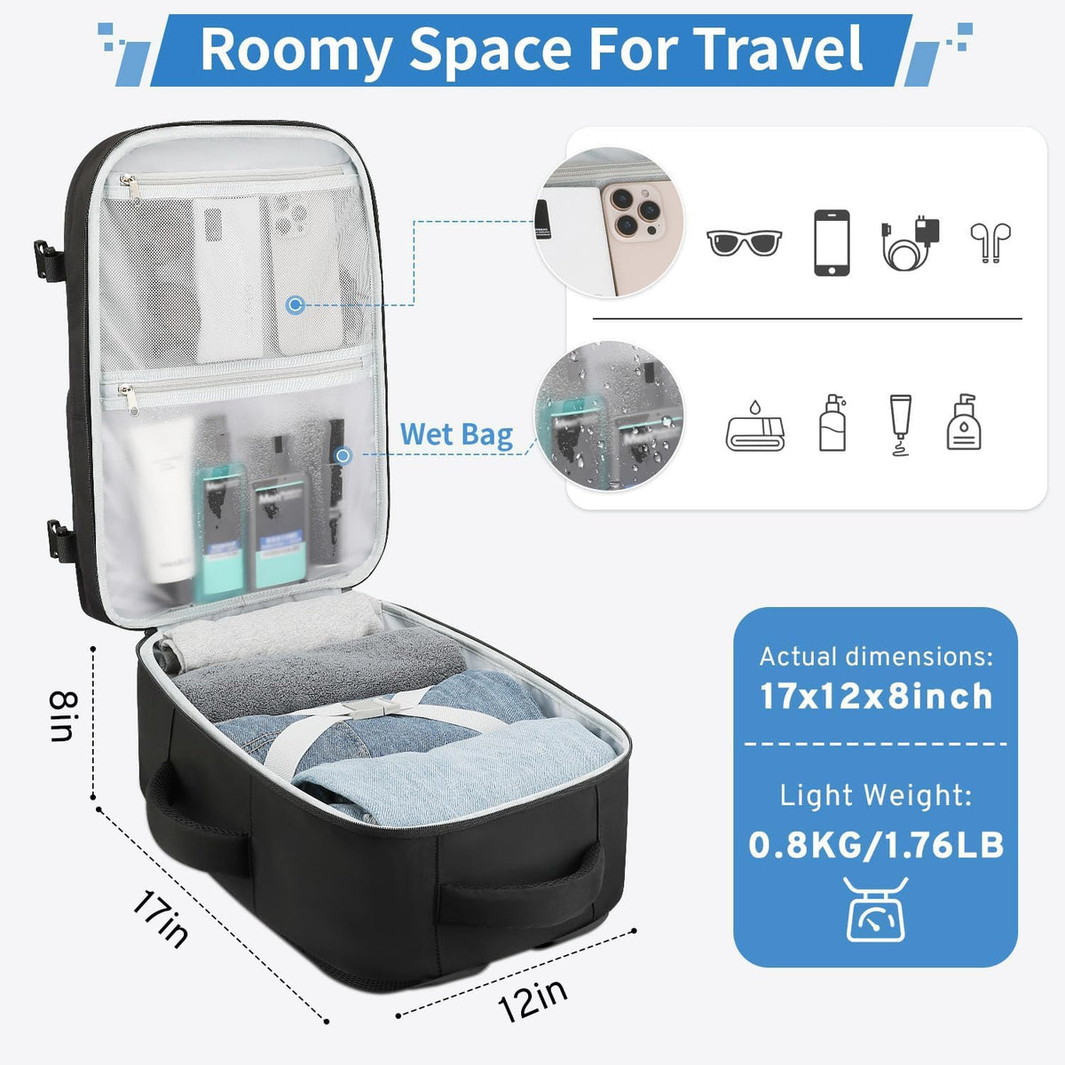 ZOMFELT TSA Travel Carry On Backpack, 15.6 Inch