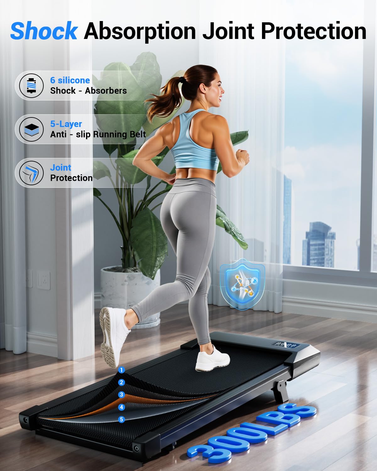 Superun Walking Pad Treadmill, 6% Manual Incline, 2.5HP