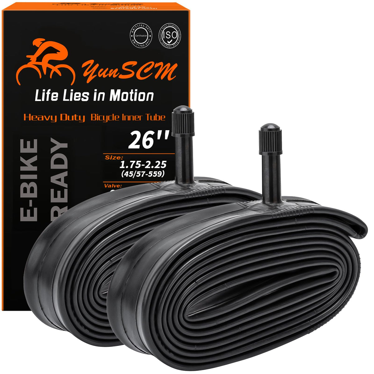 Heavy Duty Bicycle Tubes, 26 in, Schrader Valve, 2 Pcs