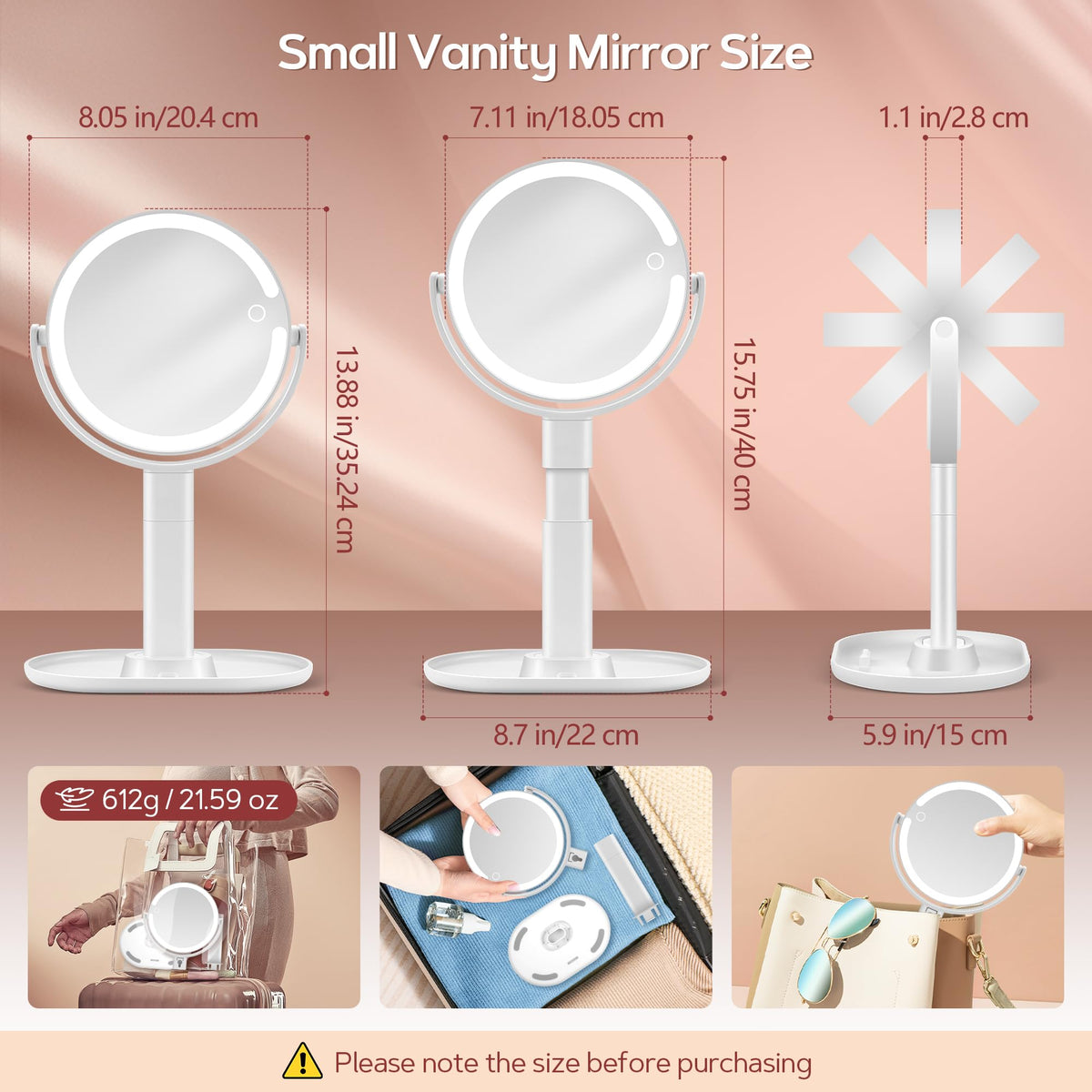 B Beauty Planet Lighted Makeup Mirror, 30X Magnifying, 2-Sided