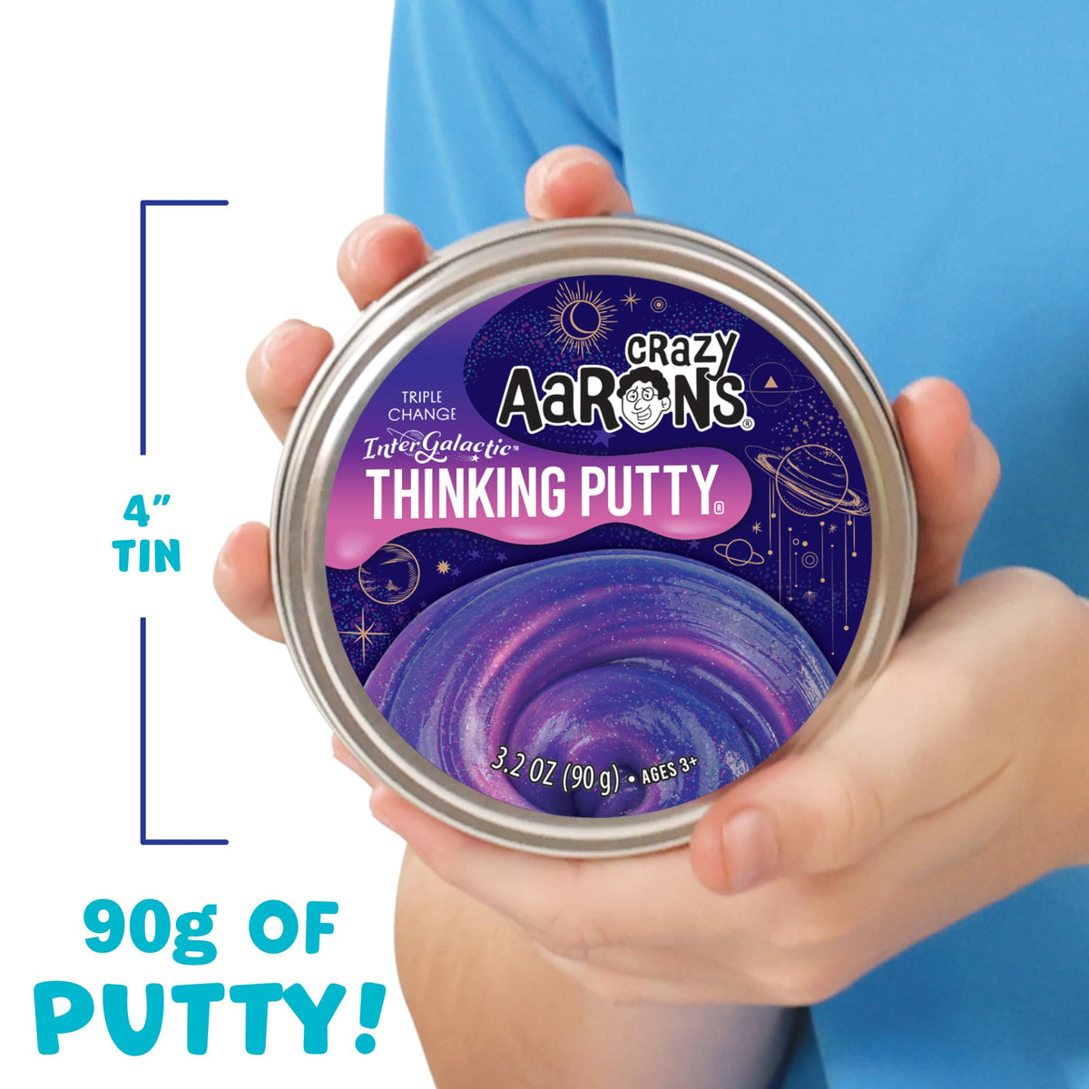 Crazy Aaron's Intergalactic Triple Color Changing Putty, 4" Tin