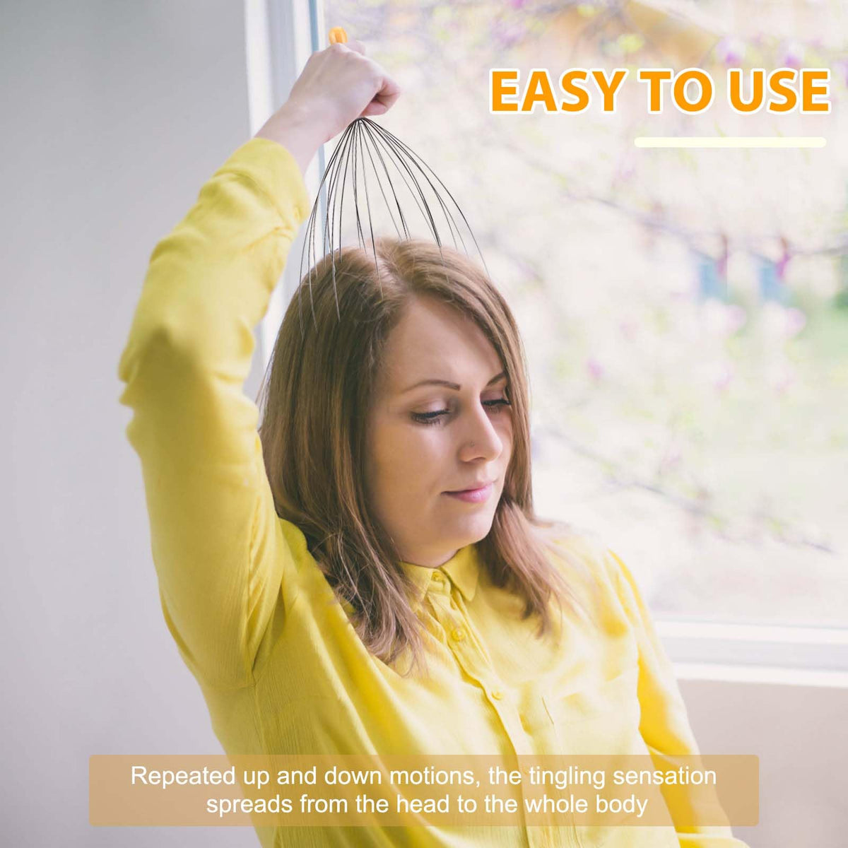 Freatech 24 Fingers Head Massager Scalp Scratcher, Wooden Handle
