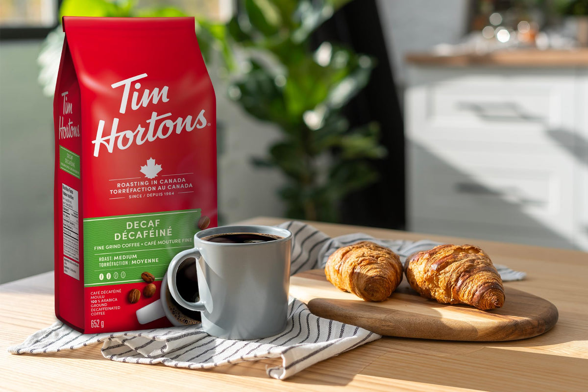 Tim Hortons Decaf Fine Grind Coffee, Medium Roast, 652g Bag
