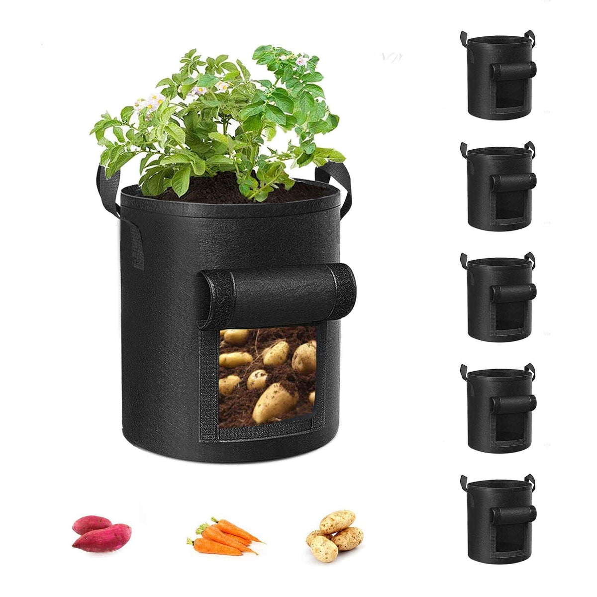 Cavisoo Potato Grow Bags, 10 Gallon, 5 Pack