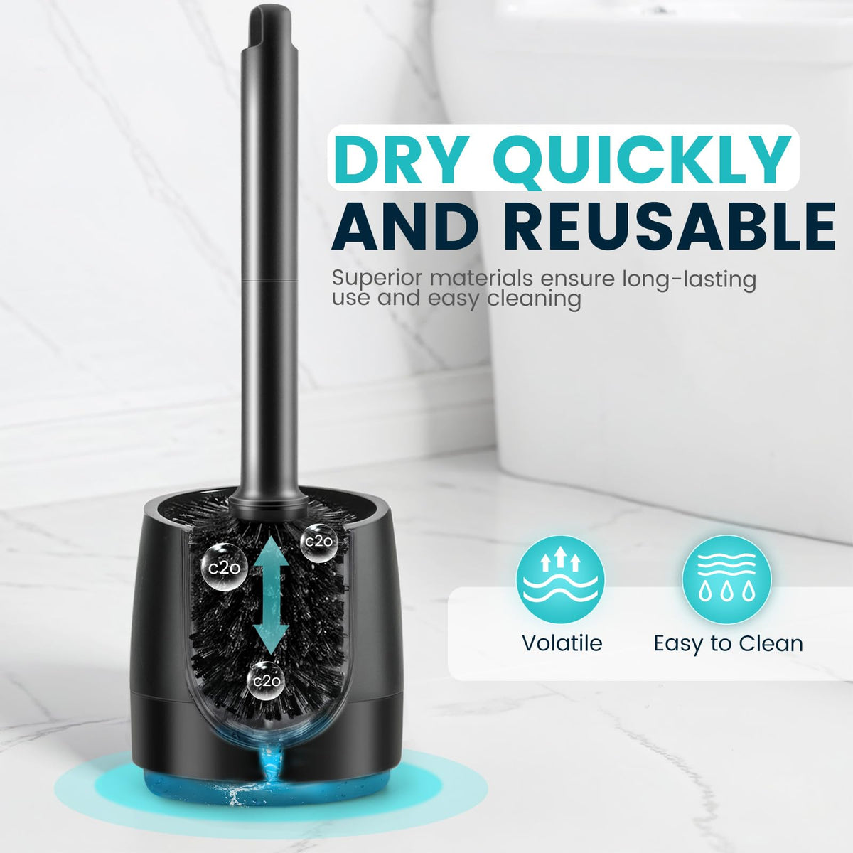 Toilet Bowl Brush and Holder, Black