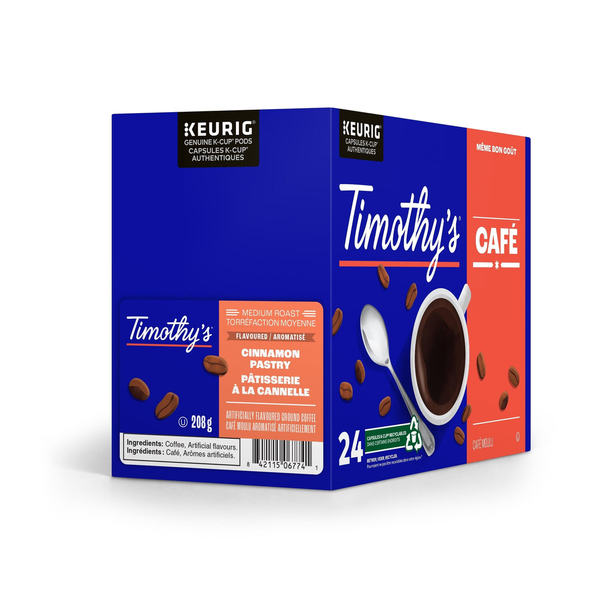 Timothy's Cinnamon Pastry K-Cup Coffee Pods, 24 Count
