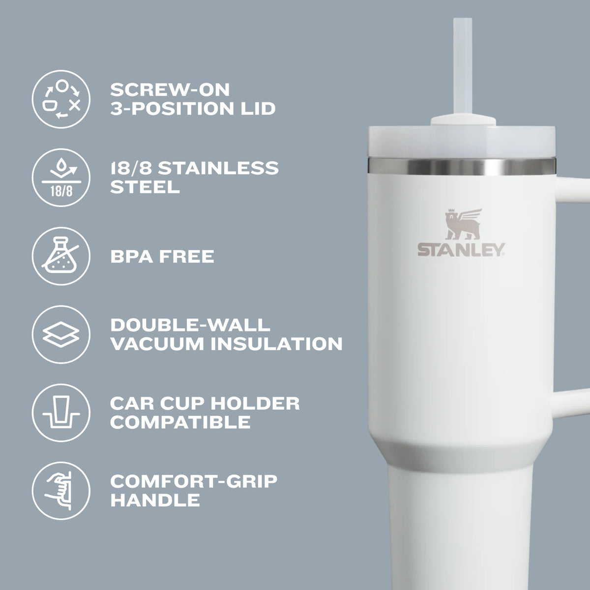 Stanley Quencher H2.0 FlowState Tumbler, 40 oz, Black 2.0