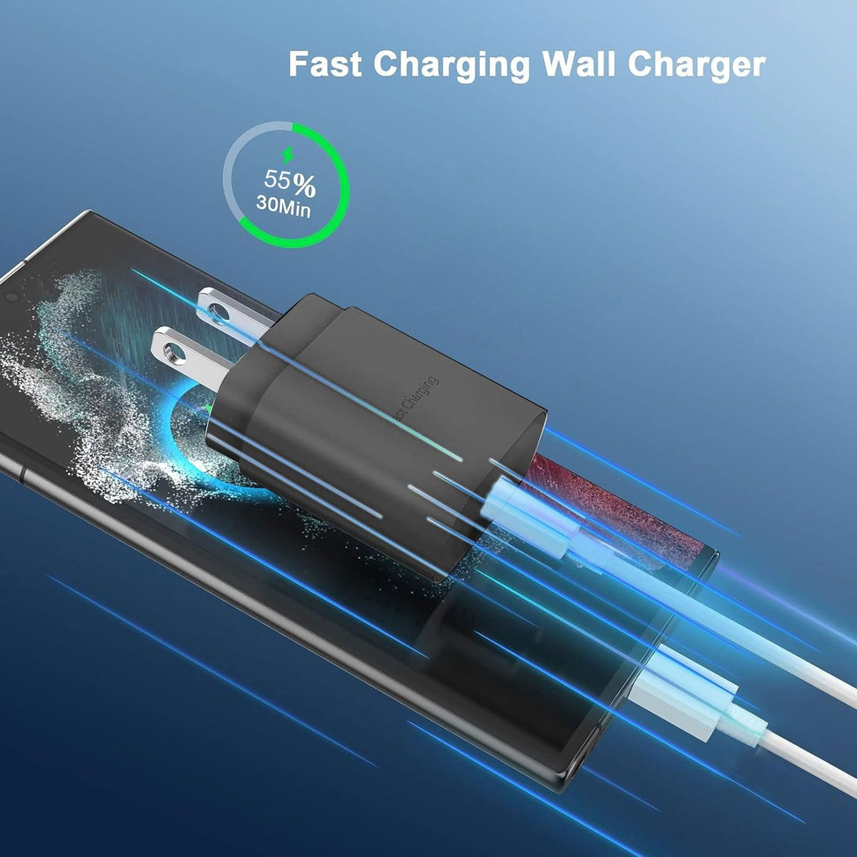 25W USB C Wall Charger Fast Charging for Samsung Galaxy, 2 Pack