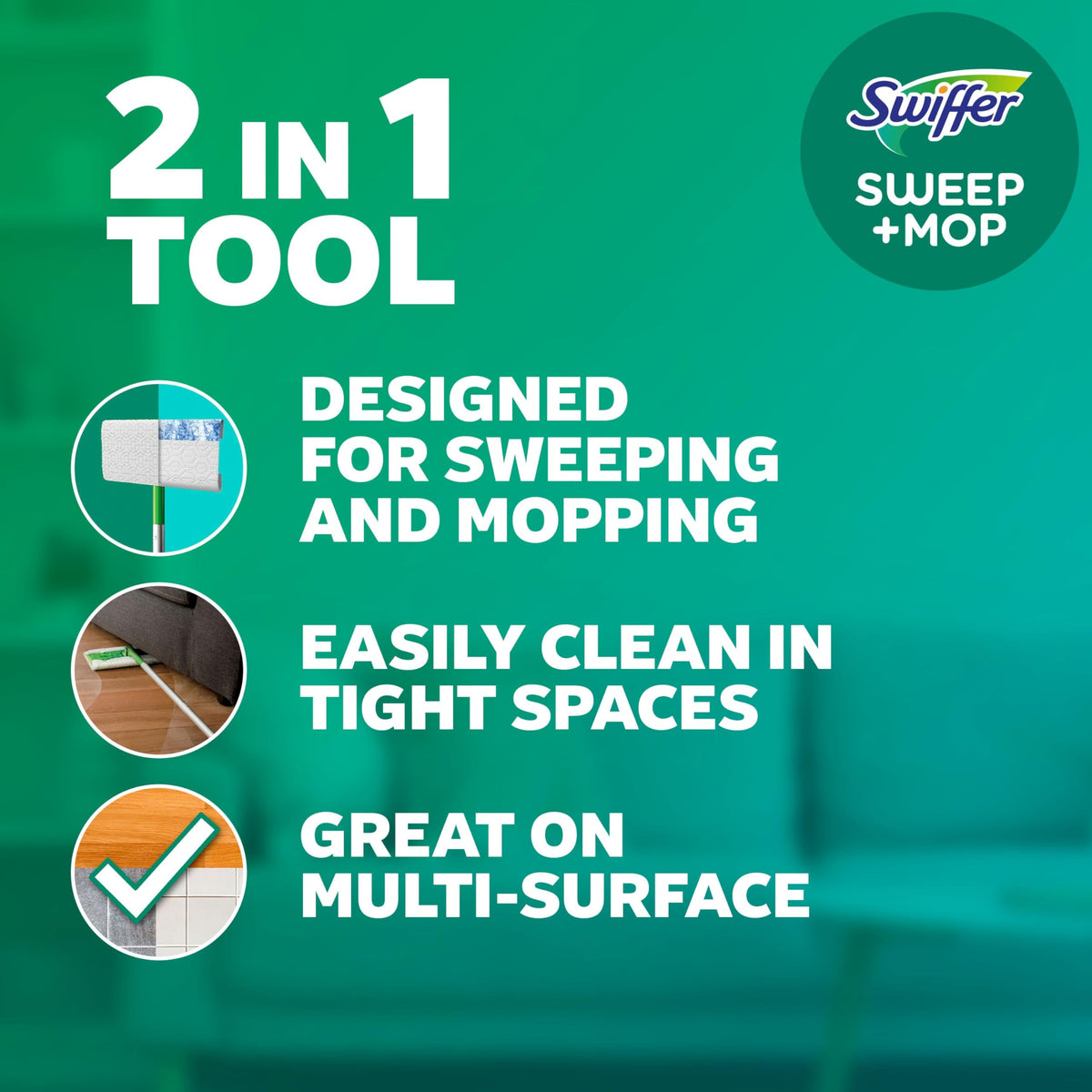 Swiffer Sweep + Mop Starter Kit, 1 Sweeper, 14 Dry Pads, 5 Wet Pads