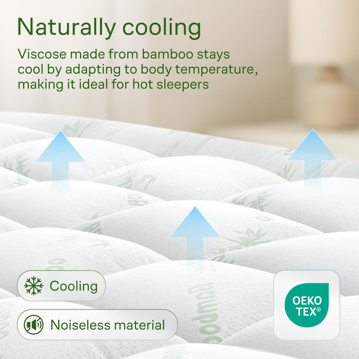 Bamboo Mattress Topper, Queen, Green
