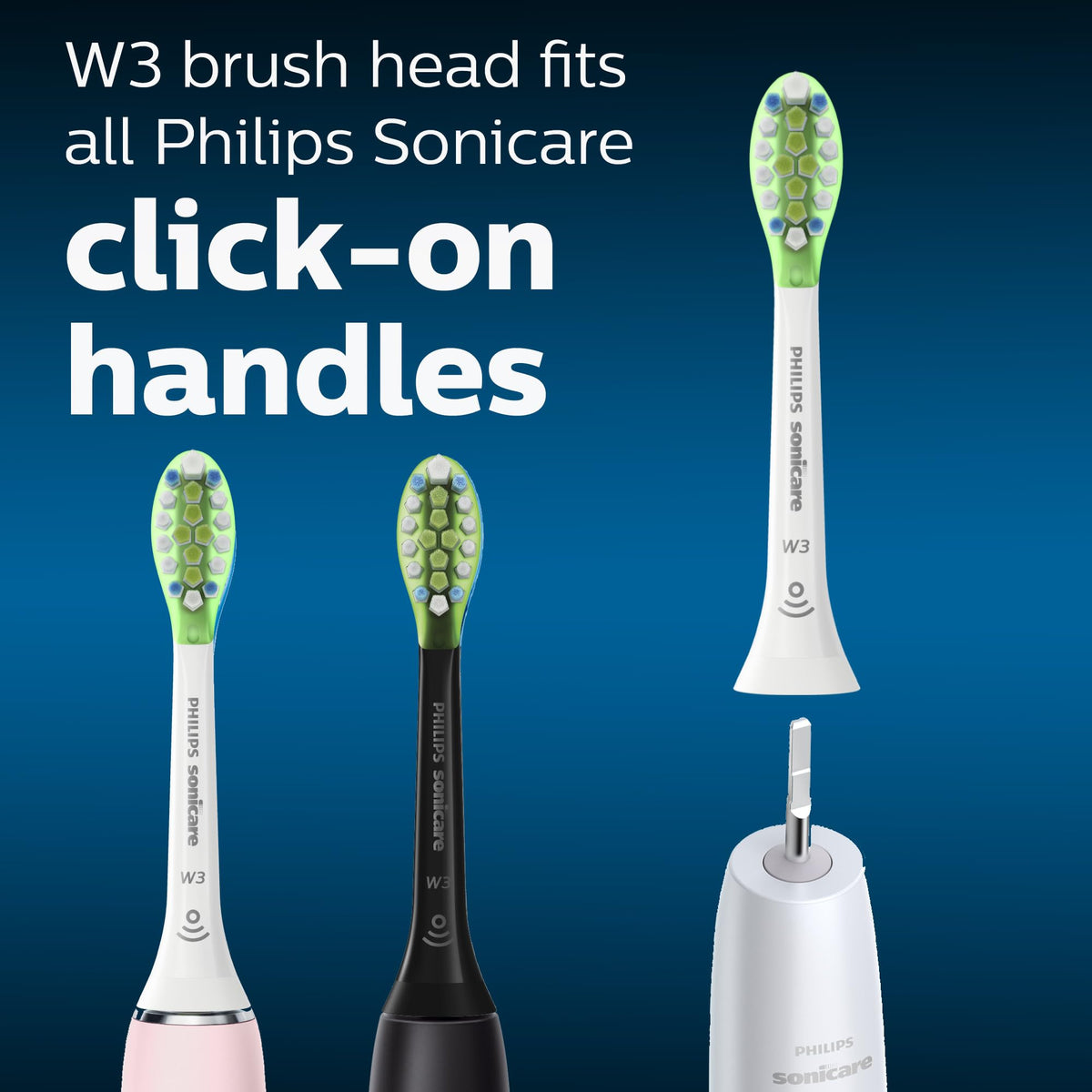 Philips Sonicare W3 Whitening Brush Heads, 2-Pack, White